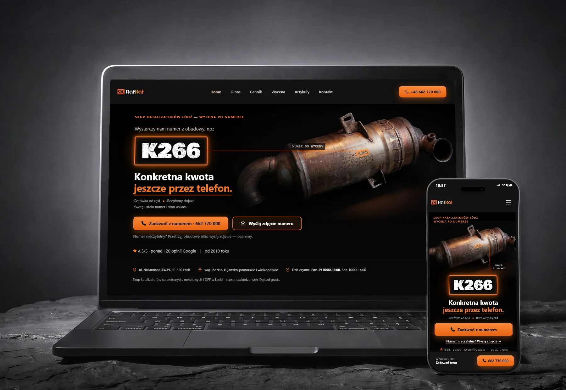 Realizacja — mockup strony raf-kat.com.pl