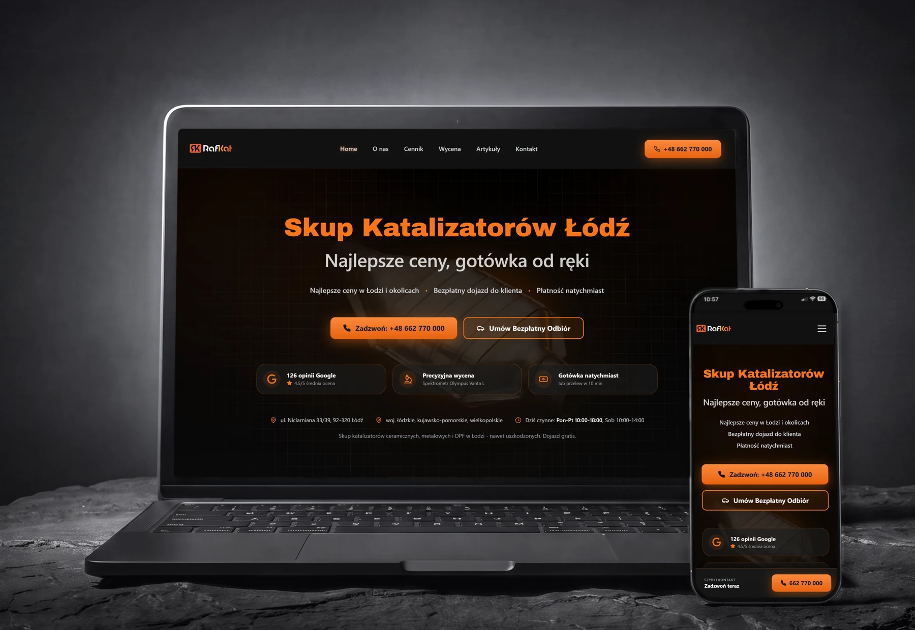 Realizacja — mockup strony raf-kat.com.pl